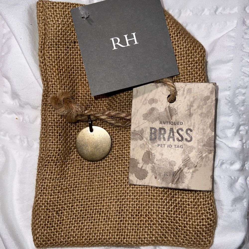 NWT Restoration Hardware Antiqued Brass Pet ID Tag